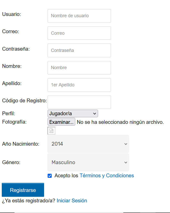 Registro de usuarios
